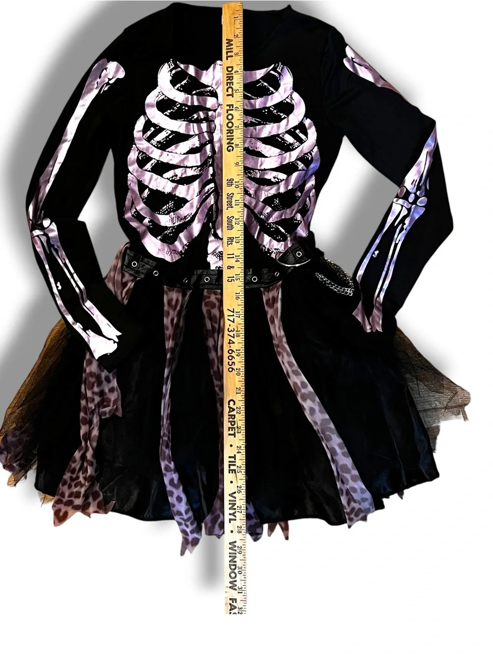 spirit halloween punk skeleton Cos play *Dress Only - Black Purple Leopard D-3